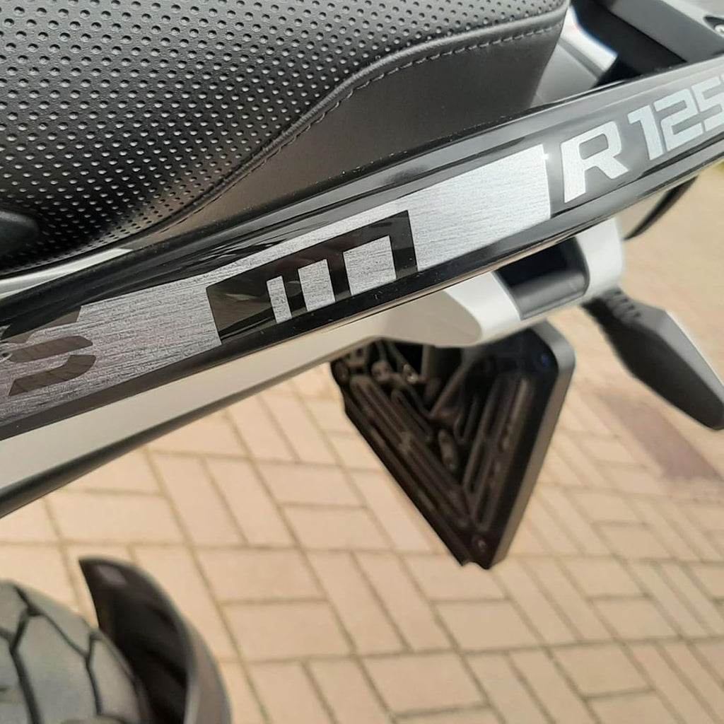 Resin Bike Motorcycle Stickers Compatible with Bmw R 1250 GS Triple Black 2021. Passenger Handle Protections from Bumps and Scratches. 3D Resin Stickers - Black and Brushed Silver