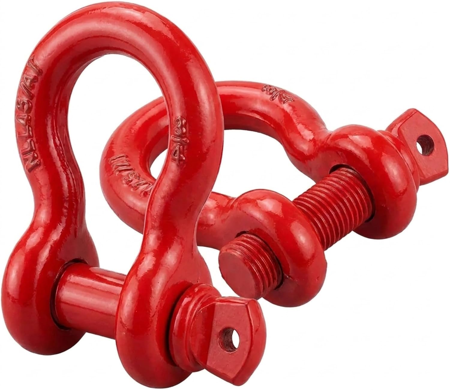 2 Pack- D Ring Shackles 3/4 INCH – Red – Heavy Duty Forged Steel with 4.75 Ton Capacity – Ideal for Jeeps, ATV’s, Trucks to use with Recovery,Towing, Snatch Straps,Snatch Block,Tree Savers