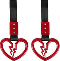 Wuyaoyao 2PCS Broken Heart Handle Ring for Car, Heart Shaped Handle Straps, Hand Strap Grab Handles Hang Ring for Car Bus Subway, Drift Charm Rear Bumper Warning Interior Decoration (Red)
