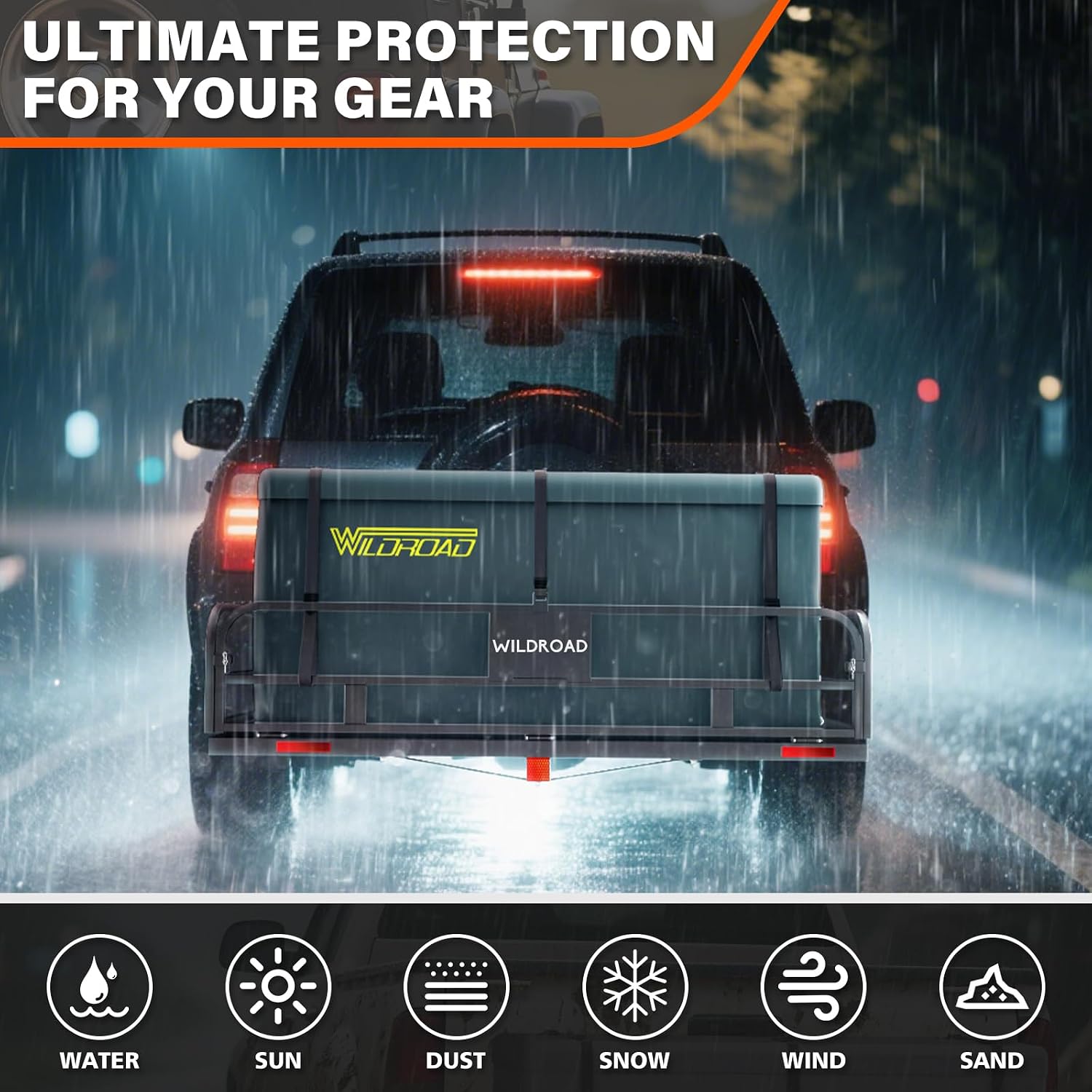 Wildroad 500 Lbs Hitch Cargo Carrier Set, Heavy Duty Cargo Carrier Hitch Mount 60"x24"x14" for 2" Receiver, SUV Car Truck, Includes Waterproof Cargo Bag, Cargo Net, Straps & Dual Tightener