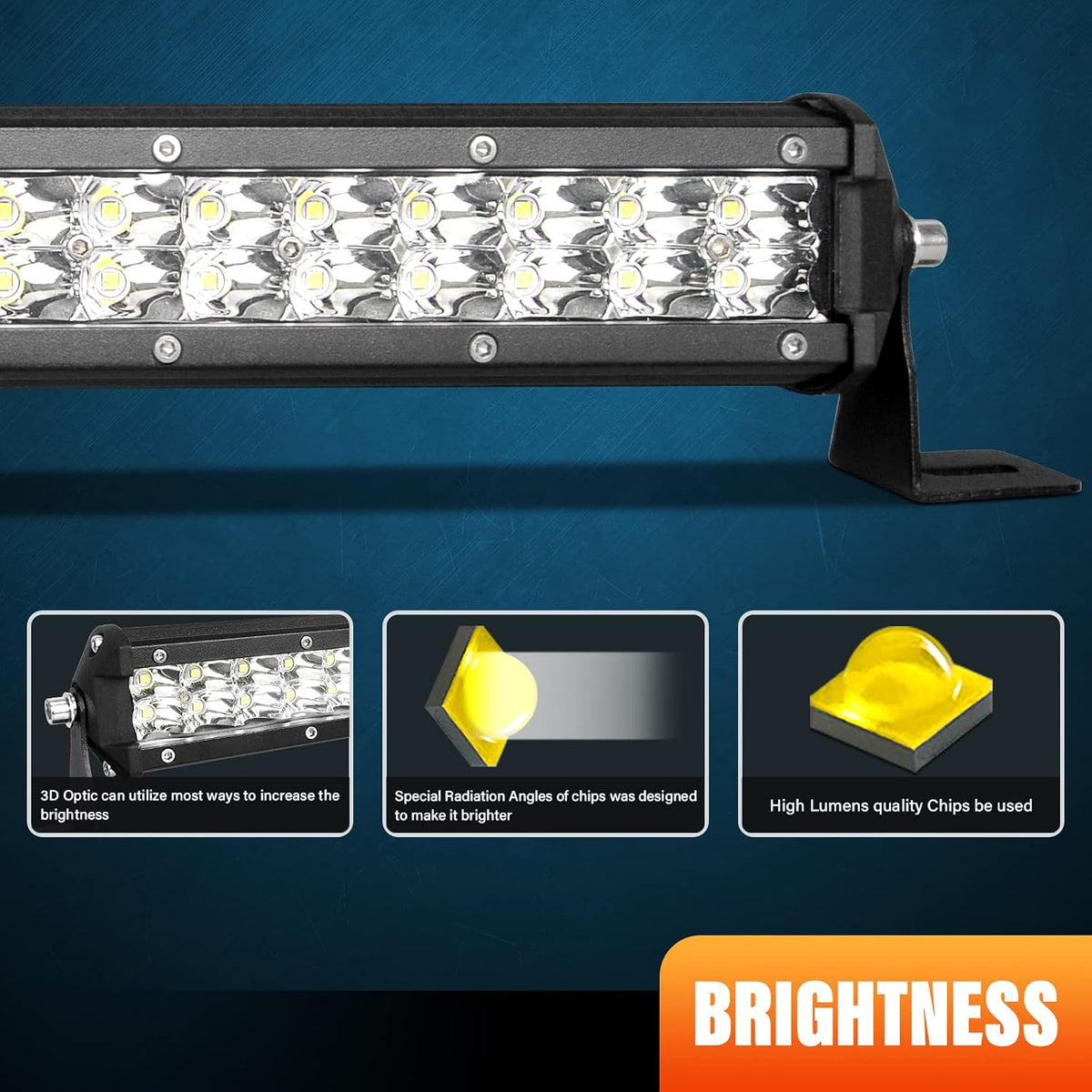 willpower 24 inch 180w led light bar 12v, close-up detail