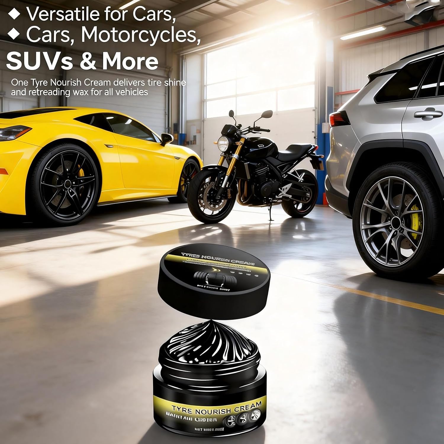 Tyre Nourish Cream Tire Shine Car Tire Retreading Wax Restores Black Gloss, Uv Protection and Waterproof Coating,Wheel Refurbishment Polish for Long-Lasting Shine and Clean Look (2pcs)