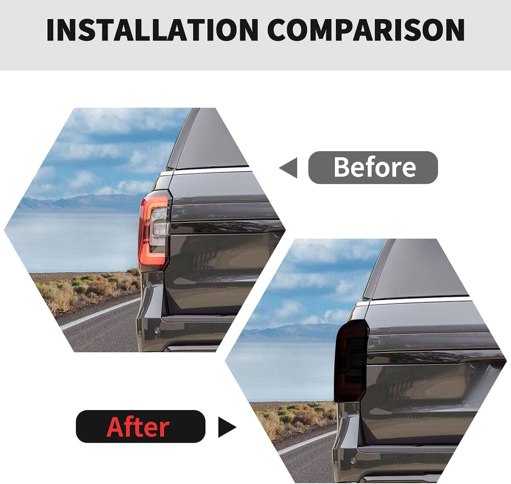 RT-TCZ Smoked Black Tail Light Lamp Cover Guard Trim Decoration Exterior Accessories for Ford Expedition 2022 2023 2024
