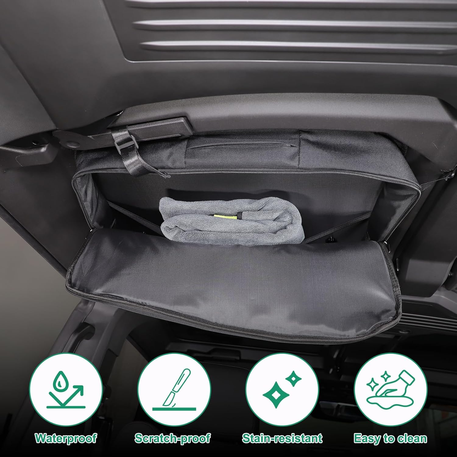 Car Sunroof Organizer Bag Compatible with 2024 2025 2026 Hummer EV Hardtop Roof Panel Storage Bag Waterproof Foldable Multi-Function Car Rooftop Carrier Storage Bags (Rear Top Roof Glass-Left)