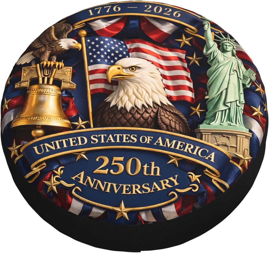 250 Anniversary USA Spare Tire Cover for RV Camper Trailer America 250th Anniversary 4th of July Weatherproof Universal Spare Tire Cover 15inch