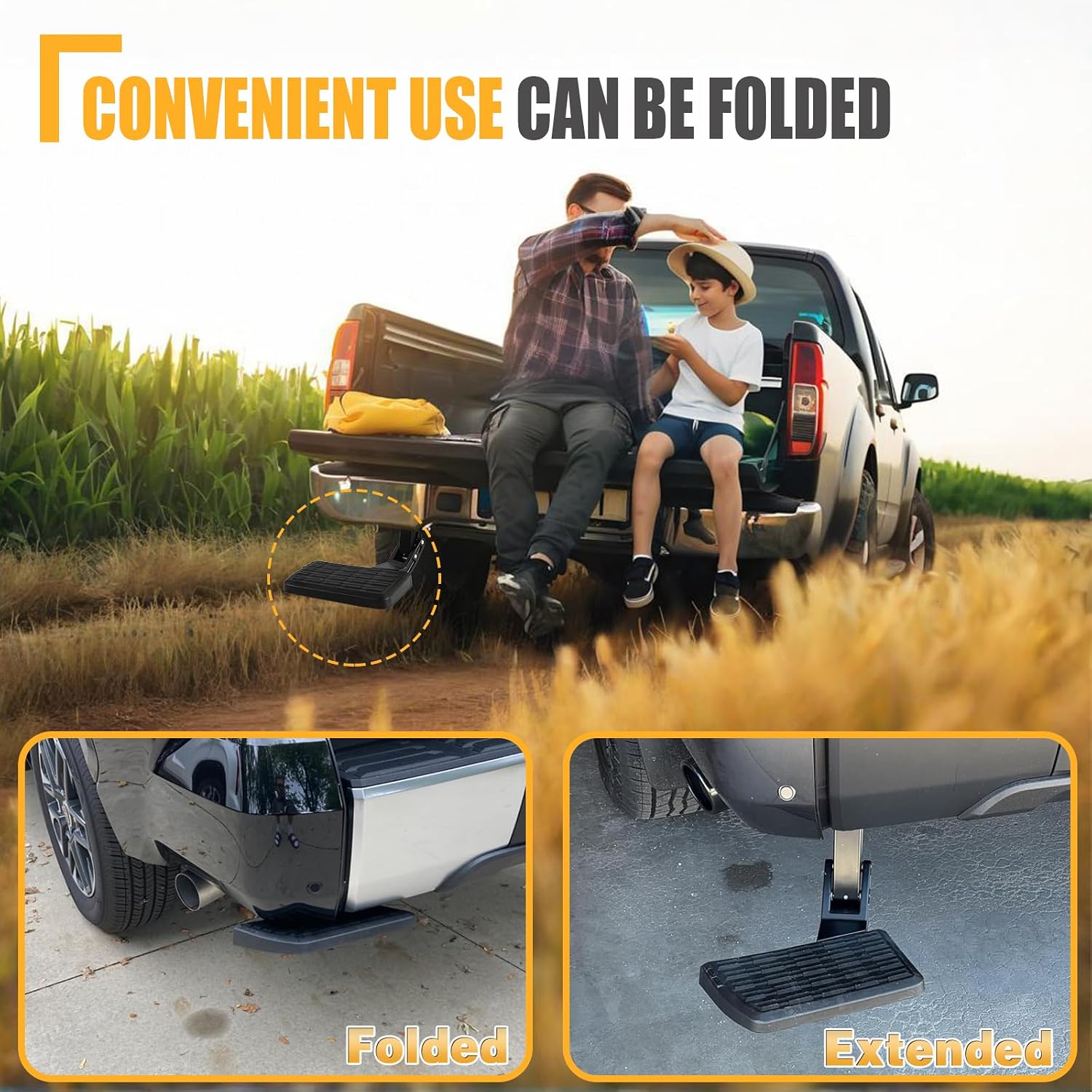 GSPSCN Rear Bed Step Replacement for Toyota Tundra 2022-2026,# PTS30-34000 | Folding Tailgate Bedstep Truck Step Retractable Bumper Tailgate Step # PT392-34240