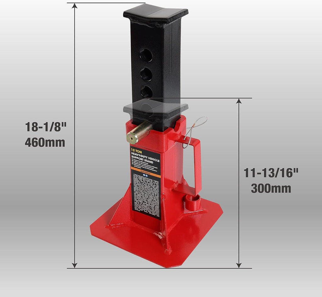 BIG RED ATZ120005R Torin Heavy Duty Pin Type Professional Car Jack Stand with Lock, 12 Ton (26,400 lb) Capacity, Red, 1 Pair