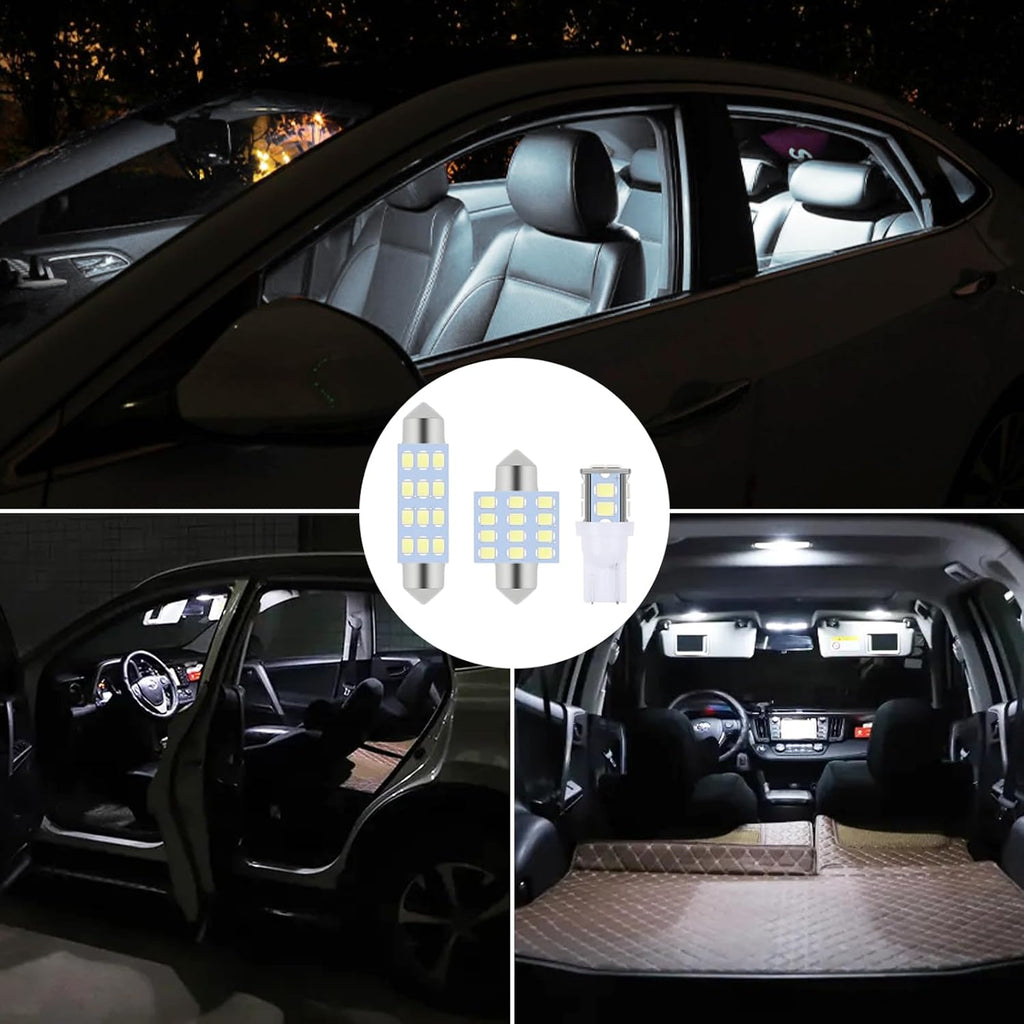 Kinstecks 24 Pieces Car LED Interior Bulb Kit Set Dome Light 194 T10 DE3175 578 31mm 42mm Bulbs Interior Replacement Lights with Acrowbar for Car Interior Door Courtesy Instrument Panel Side Lights
