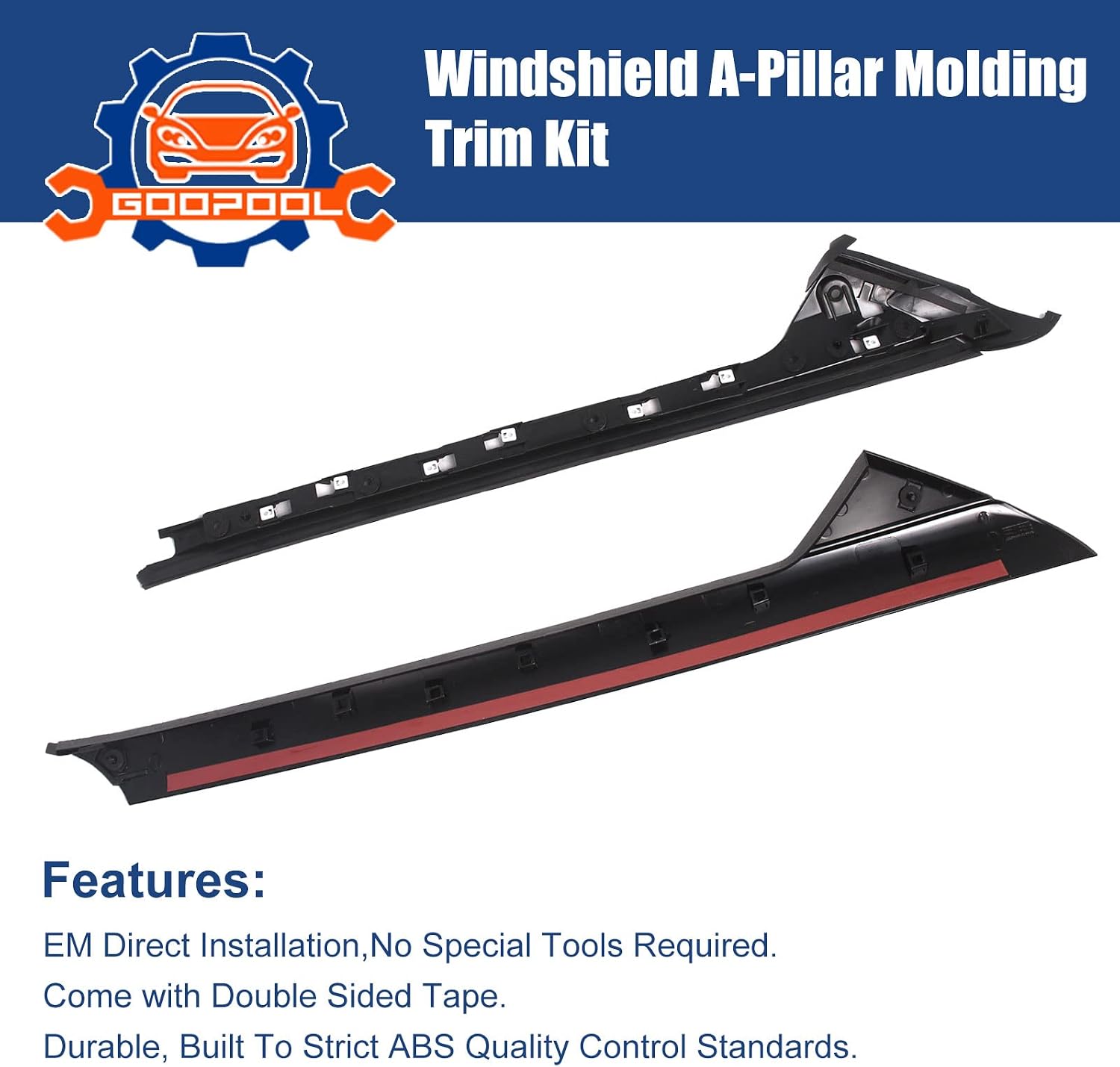 Windshield A-Pillar Molding Trim Kit Right Passenger Side Compatible with 2011-2019 Ford Explorer Replaces: 926-451, BB5Z-7803136-AA, BB5Z7803136AB, BB5Z7803136BA
