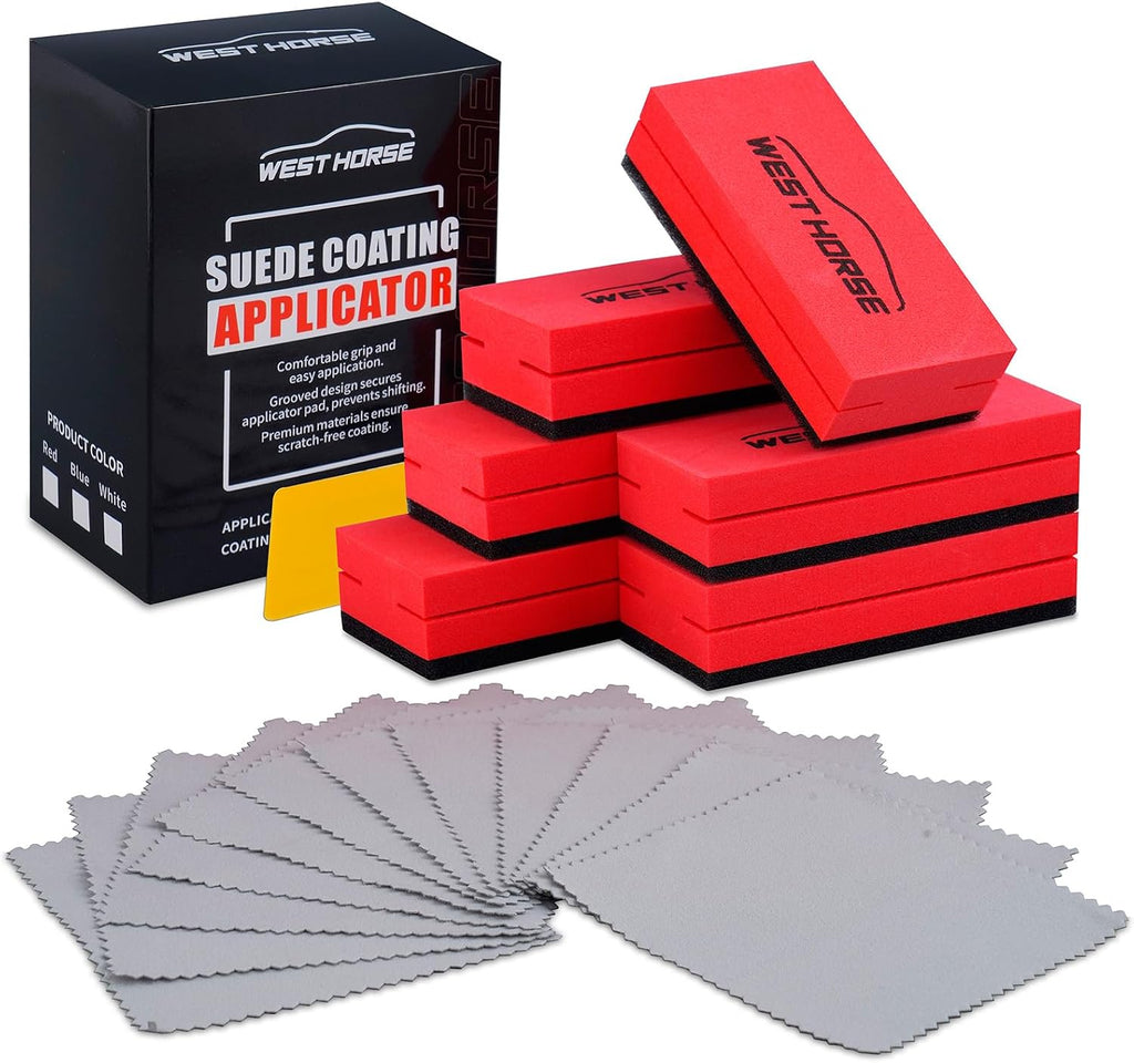 18PC Ceramic Coating Applicator Kit | 6 Foam Sponge Blocks, 12 Suede Cloths, For Paint, Glass, Wheels, Wax & Sealant Application