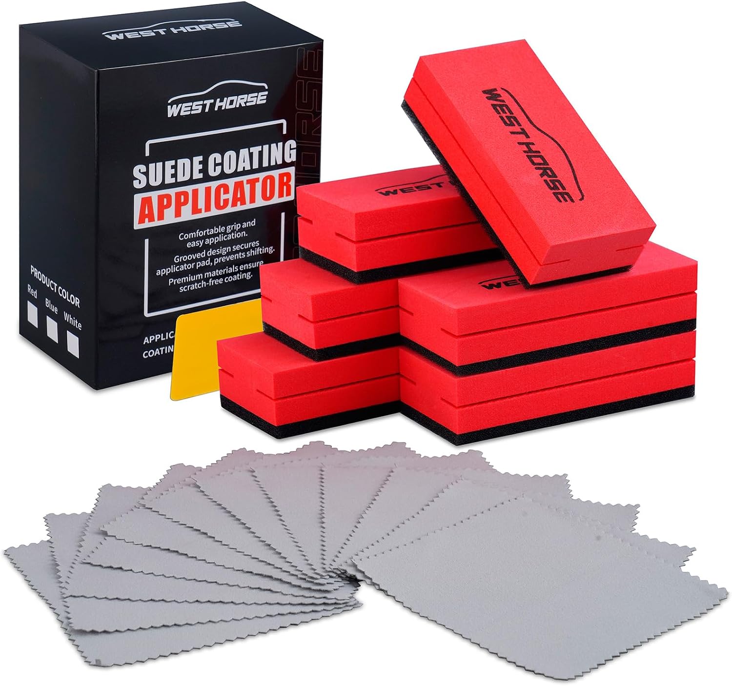18PC Ceramic Coating Applicator Kit | 6 Foam Sponge Blocks, 12 Suede Cloths, For Paint, Glass, Wheels, Wax & Sealant Application