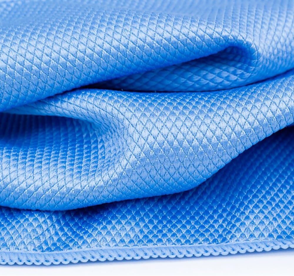 The Rag Company - Diamond Weave Glass & Window - Detailing Towels to Polish Mirrors & Chrome, Snakeskin Like Texture, Lint-Free, Streak-Free, 280gsm, 16in. x 16in, Blue (6-Pack)