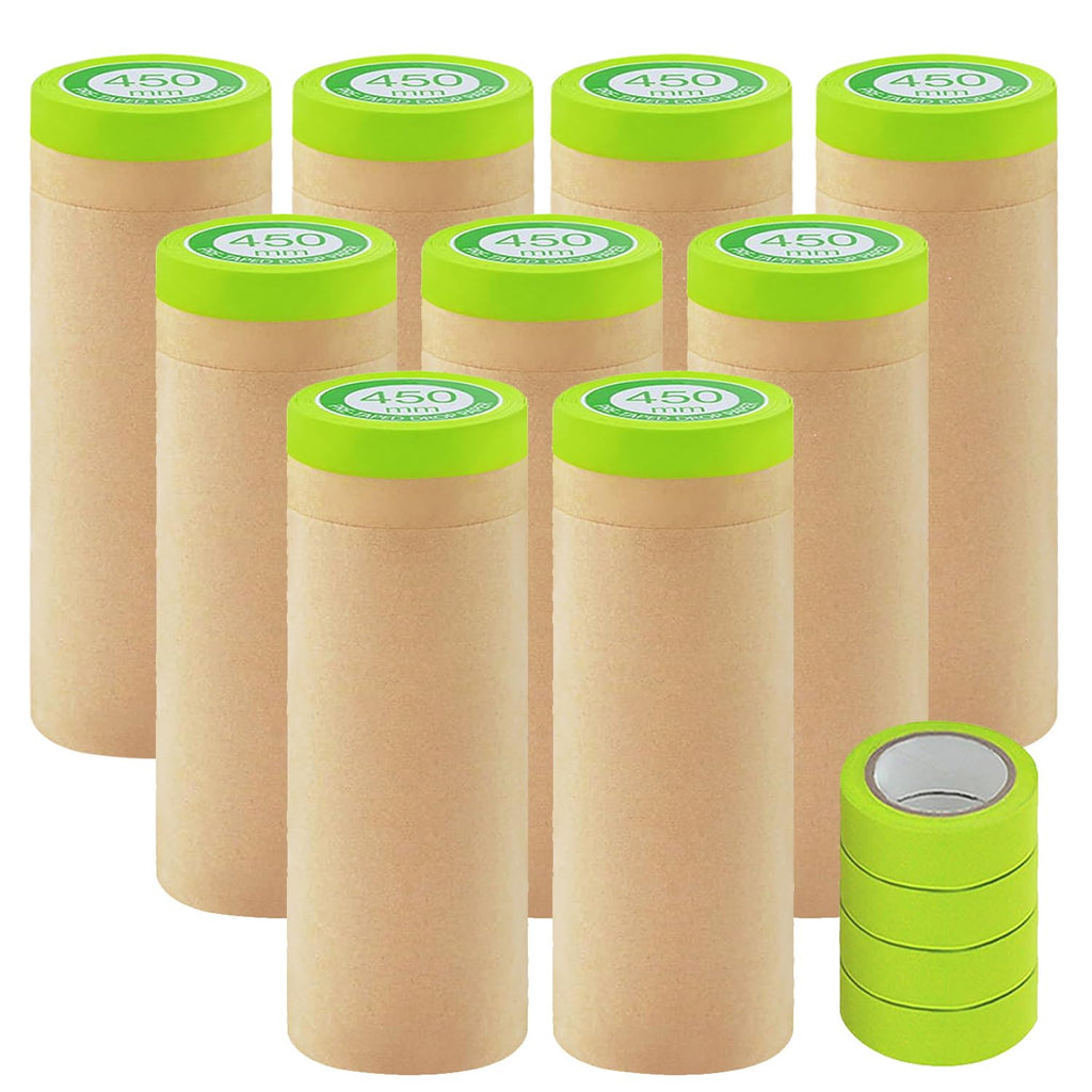 9 rolls pre-taped masking paper for painting and, main product view