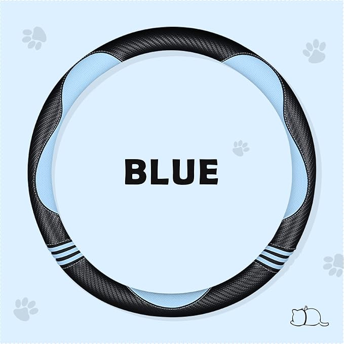 Car Steering Wheel Covers for Women Padded Carbon Fiber PU Leather Cute Auto - Image 3