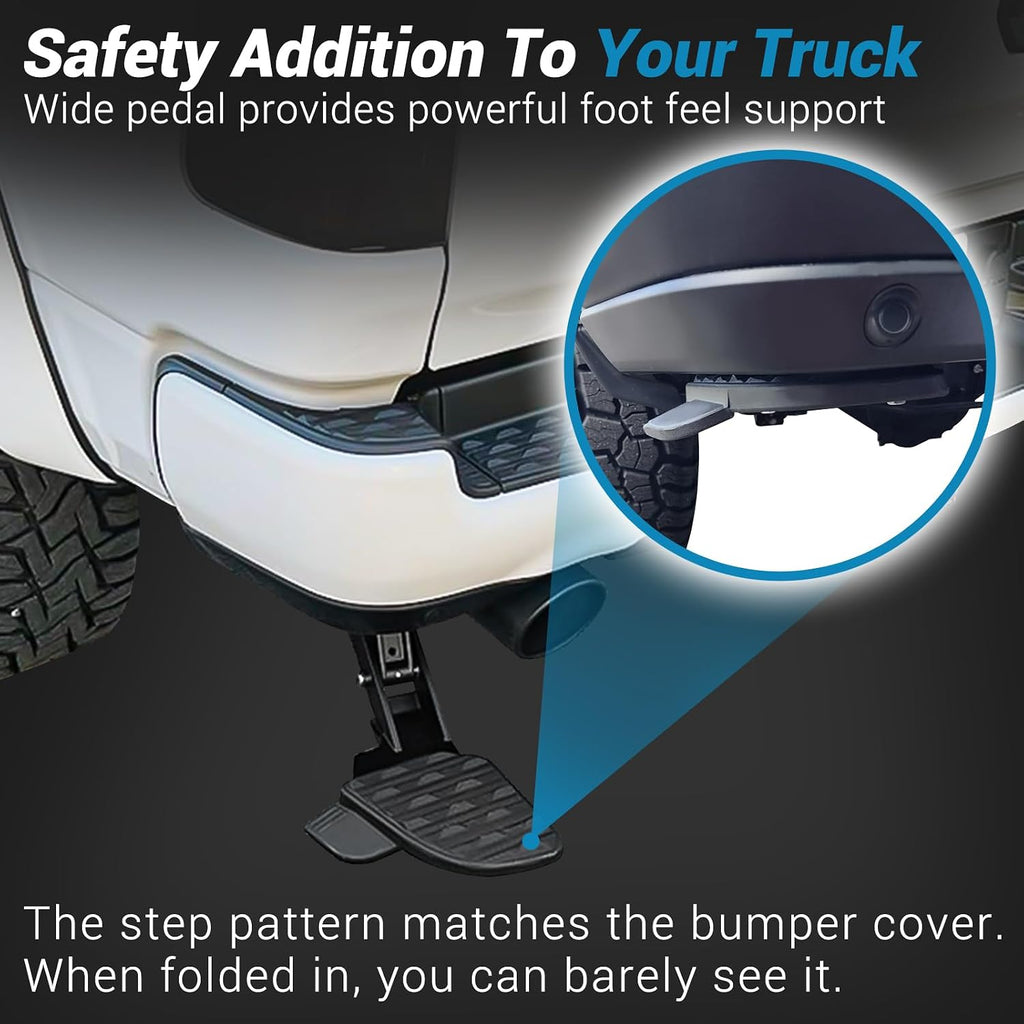 Rear Bed Step,Retractable Bed Step Bumper Step for Dodge Ram 1500 DT New Body Style with Dual Exhaust Vehicles 2019 2020 2021 2022 2023 2024, Replaces # 82215289AH 82215289AG