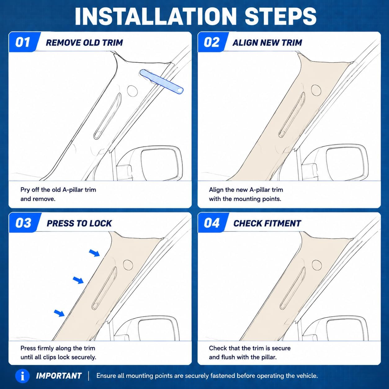 CIDIA A Pillar Grab Handle Molding Trim Right Passenger Side Compatible with 2002-2010 Dodge Ram 1500 2500 3500 Pickup Truck, Windshield Pillar Grab Handle 1TE74TL2AA
