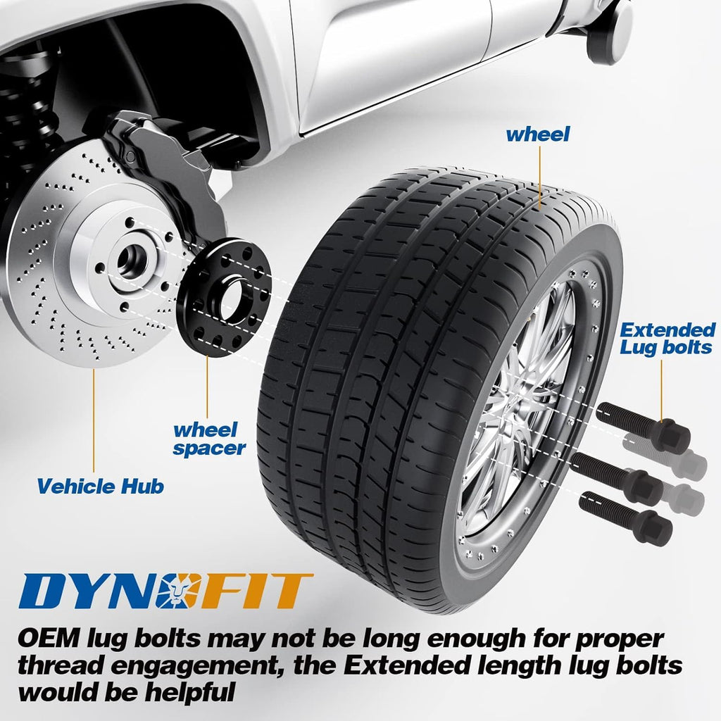 Dynofit M14x1.5 Lug Bolts Compatible with Audi A4 A3 A1 A8,20pcs Ball Seat 45mm Shank for 20 mm Wheel Spacers, 17mm hex Aftermarket Extended Black Bolts Fit CC Golf Jetta Lavid Se