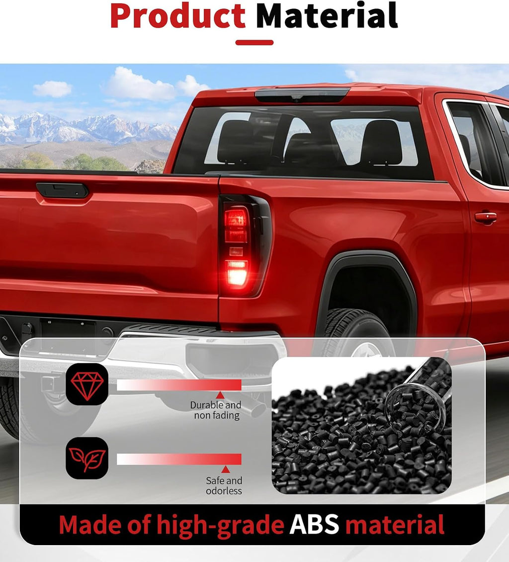 JWWY Smoked Taillight Rear Light Lamp Decor Tinted Darkened Taillight Cover Trim Fit for 2019-2026+ GMC Sierra 2PCS Blackened