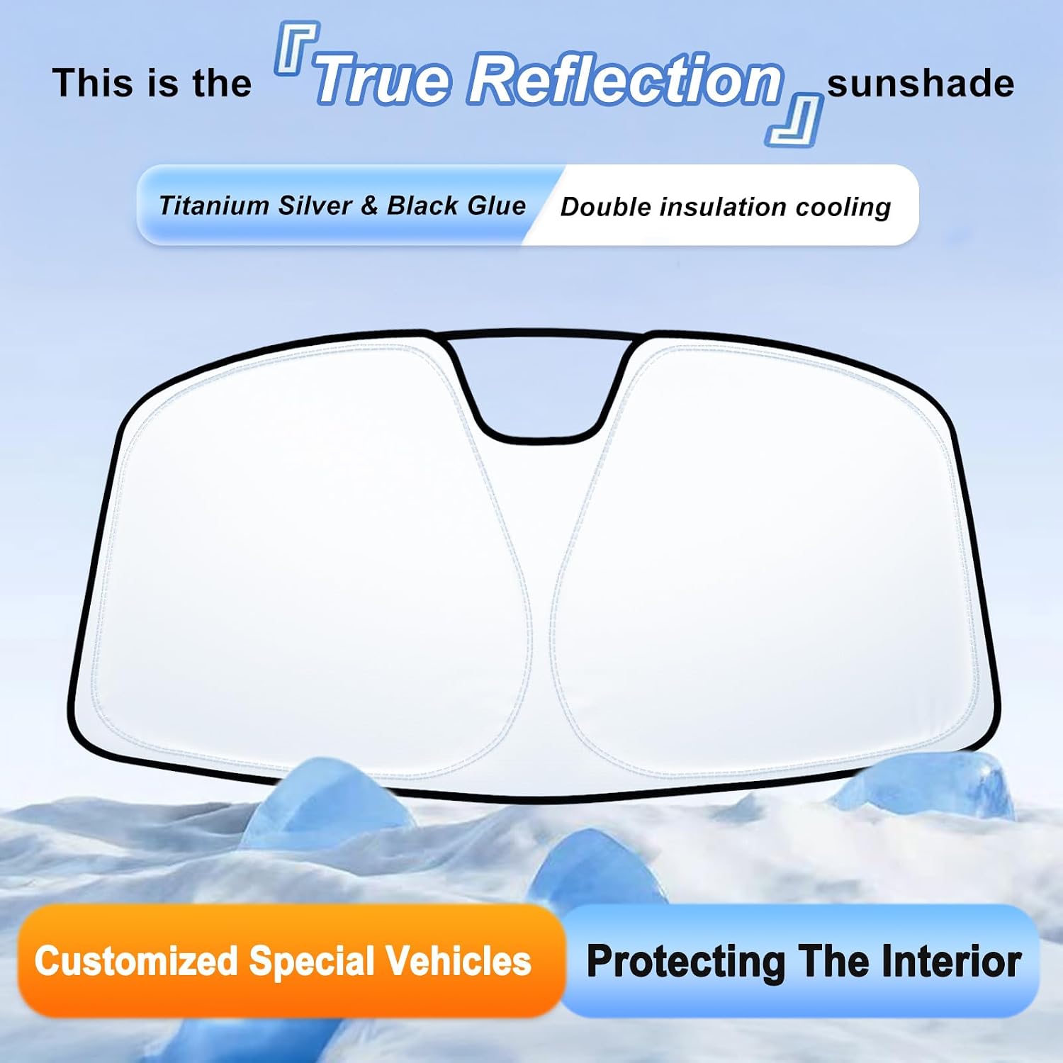 Windshield Sun Shade for 2021-2026 Ford Bronco Sport| Fully Covered Foldable Front Window Sun Visor| 310T Polyester| UV Heat Insulation Protection| Outdoor Camping (Not for Bronco Model)