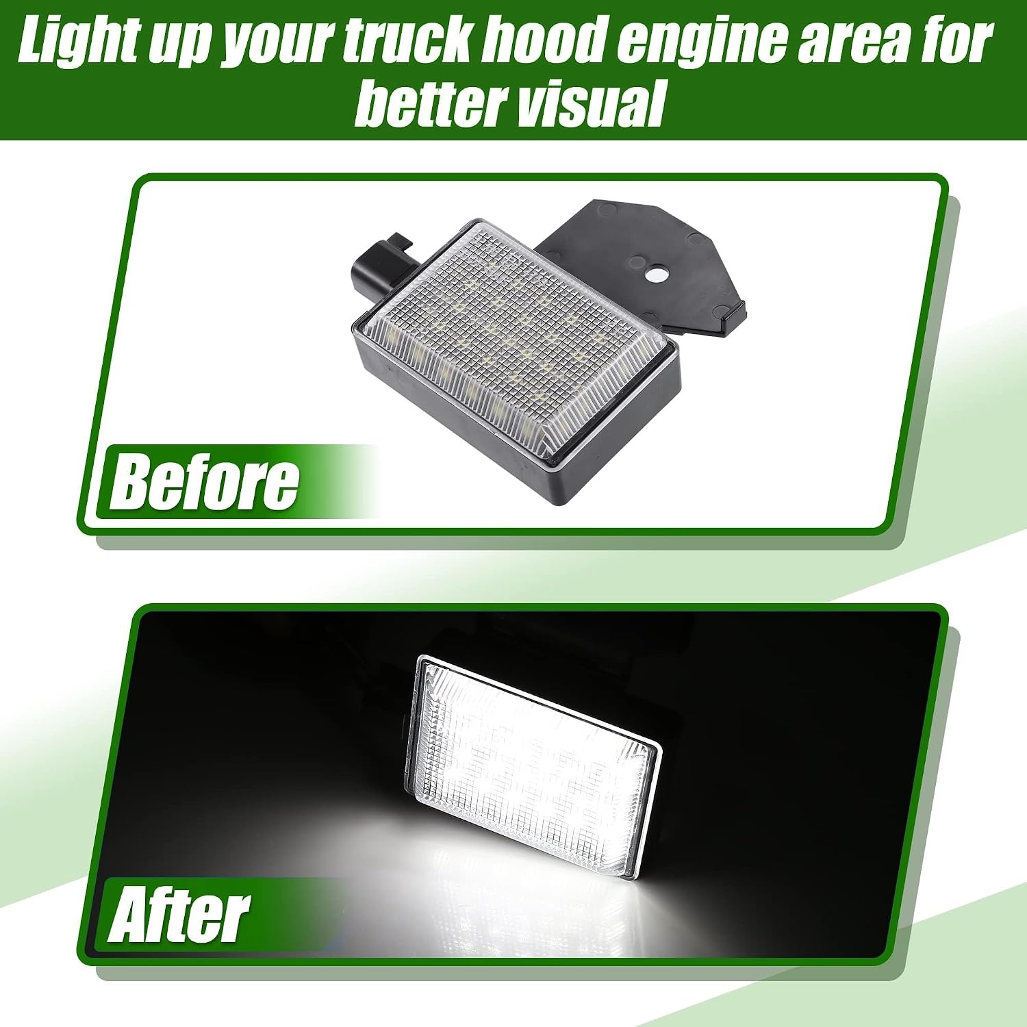 LED Under Hood Engine Light Kit with Harness, Compatible with Dodge Ram 1500 2500 3500 4500 5500, Jeep Wrangler Grand Cherokee, Chrysler 300, Replaces 68395126AA 56021441AC – 2-Pin Plug