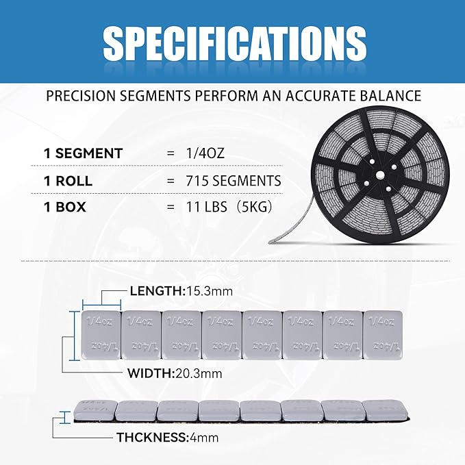 0.25 Oz Gray Adhesive Wheel Weights（715pcs, 11lbs/5kg）, 1/4 Oz Stick on Wheel - Image 7