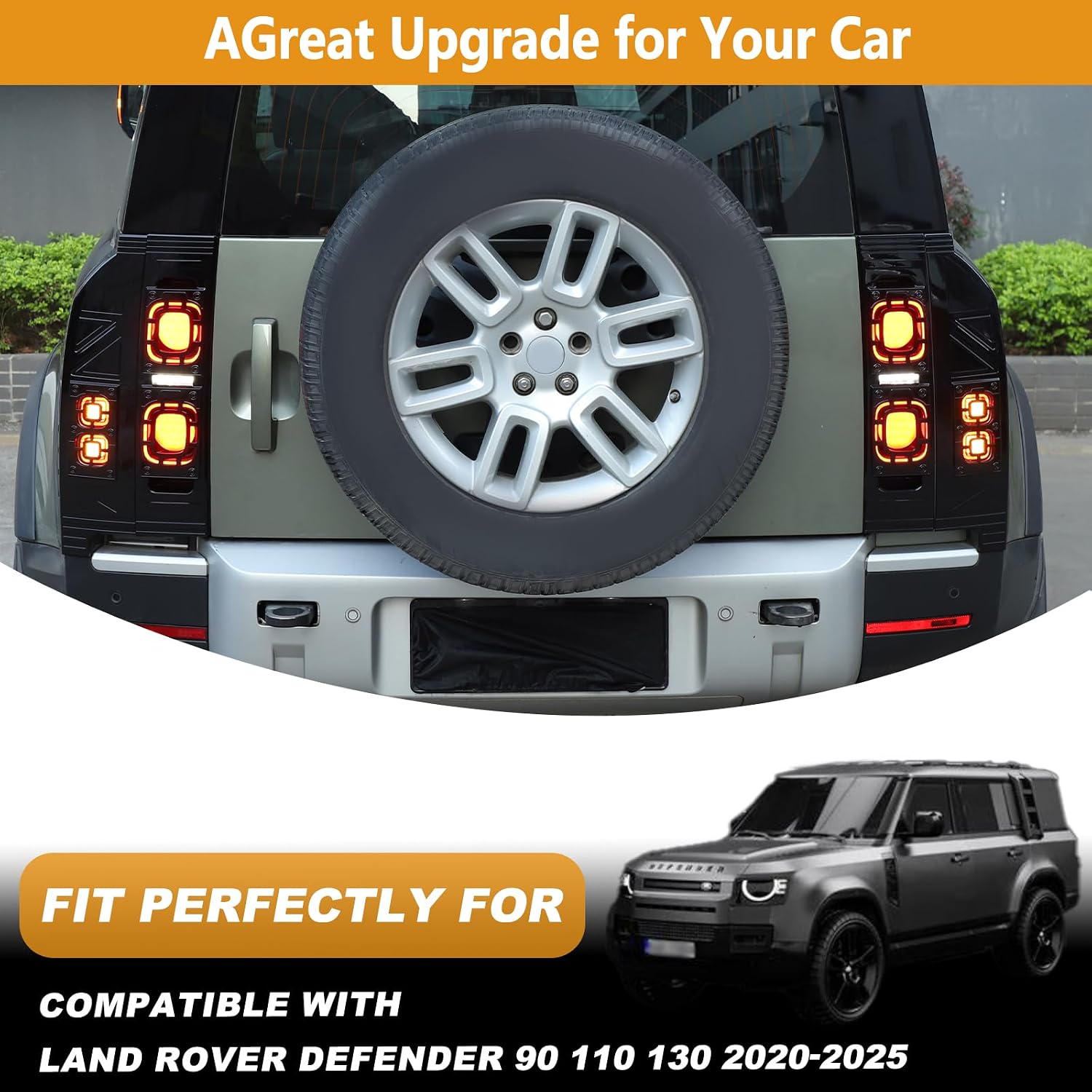 4PCS Tail Light Cover Kit Compatible with Land Rover Defender 90 110 130 2020-2025 ABS Tail Light Guards Protection Covers Armor Trim Exterior Accessories