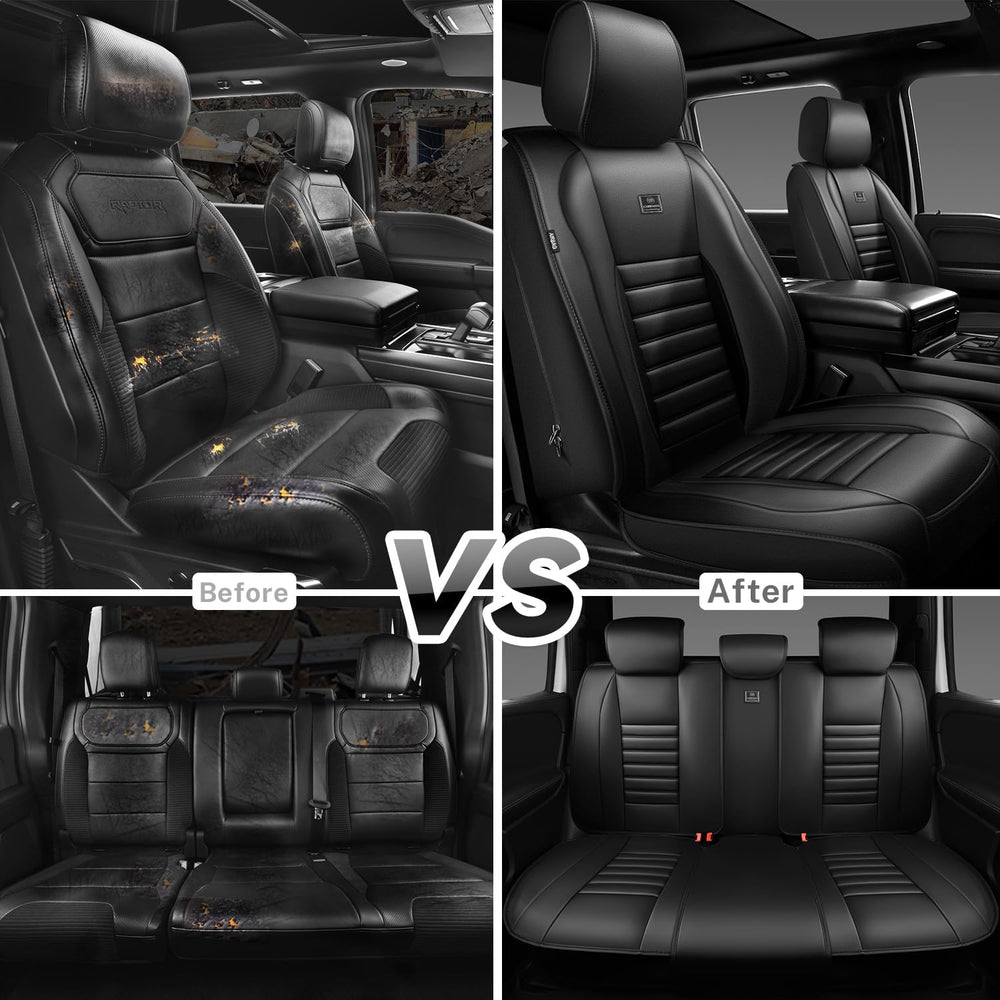 CAR PASS Nappa Leather Car Seat Covers Full Set, Luxury Seat Protector for Ca...