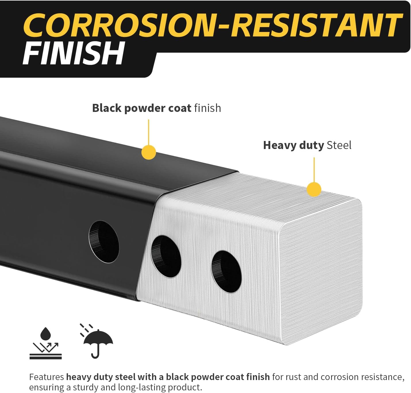 MaxxHaul Trailer Hitch Riser for 2" Receivers, 6" Rise or Drop Solid‑Steel Height Adapter with Triple Pin Holes, 500 lb Tongue Weight, Powder‑Coated Finish, Includes Two Hitch Pins (50909)