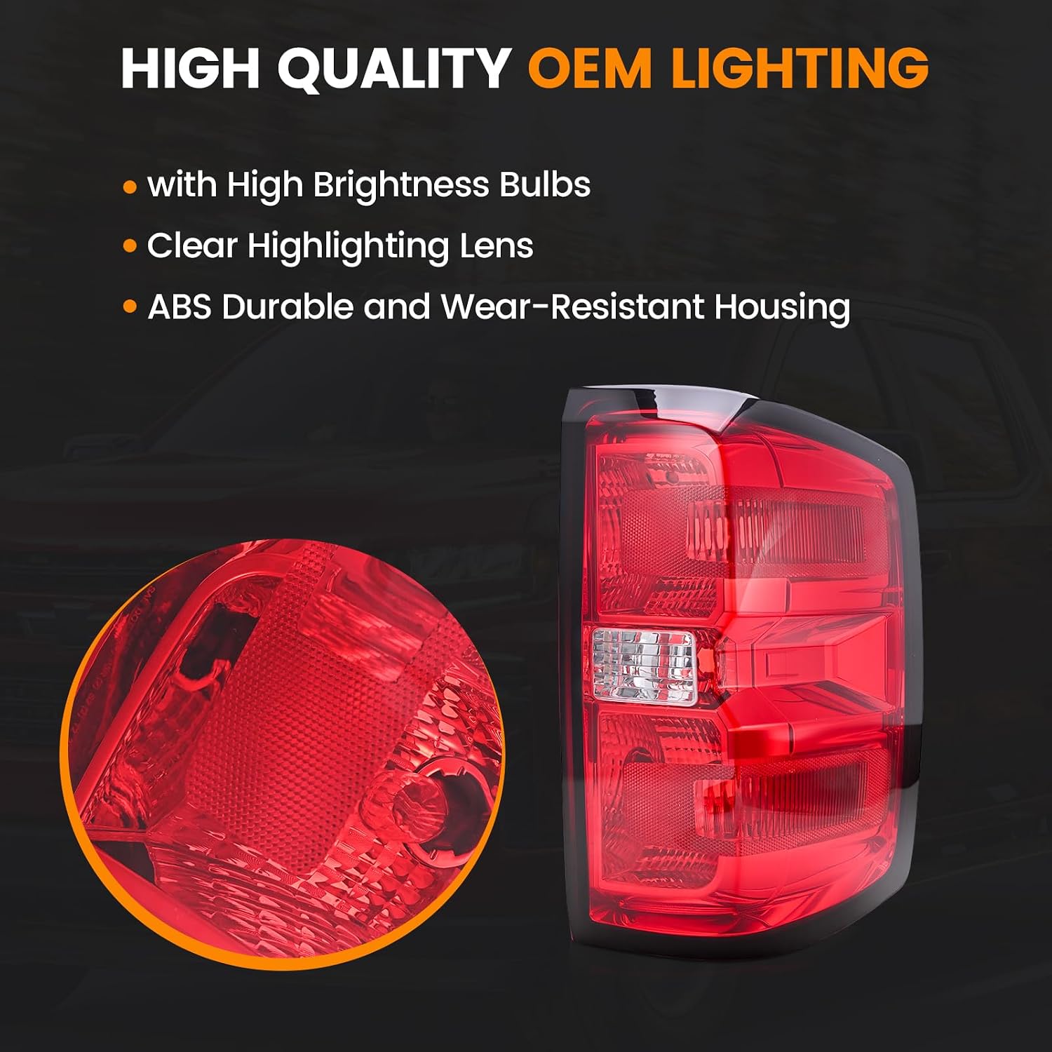 Tail Lights Assembly Compatible with 2014-2019 Chevy Silverado 1500 2500HD 3500HD Rear Brake Taillight Left & Right Side with Bulbs and Harness, Replace GM2801261 23141275 GM2800261 23431875
