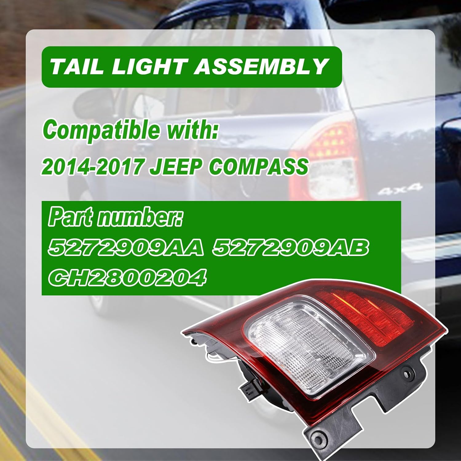 Lochnchn Tail Lights Compatible with JEEP Compass 2014-2017 Rear LED Taillights Assembly Left Driver Side Tail Lamp
