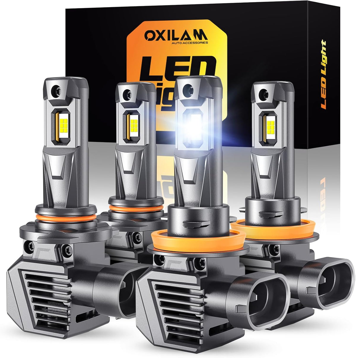 OXILAM M5S H11 9005 Light Bulbs Combo, 80000LM 900% Brighter 6500K Cool White