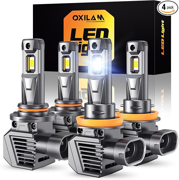 OXILAM M5S H11 9005 Light Bulbs Combo, 80000LM 900% Brighter 6500K Cool White by OXILAMDIRECT