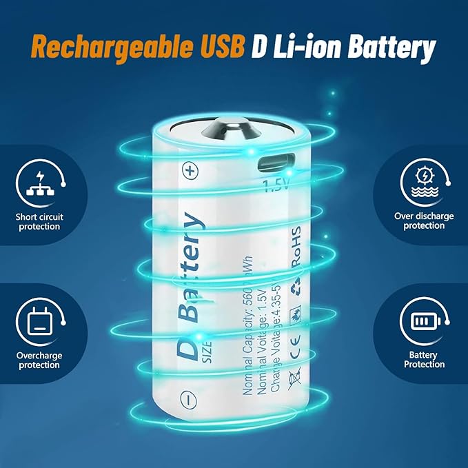 1.5V D Size Cell Battery for Flashlight Toys & floodlight, Lithium D Batteries - Image 4