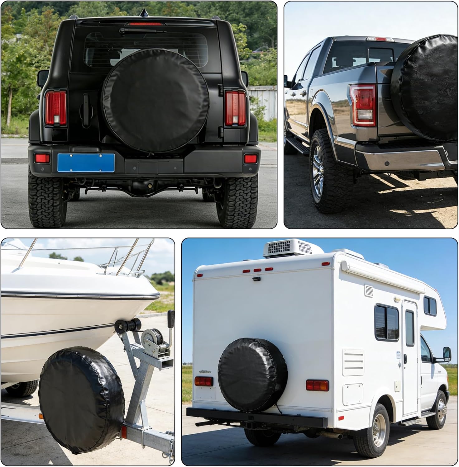 Spare Tire Cover,Waterproof Dust-Proof PVC Leather Tire Covers for Car,Truck,RV,SUV,Camper Trailer Universal,Tough Tire Wheel Soft Cover, Black(for Overall Wheel Diameter 27-29 inch)