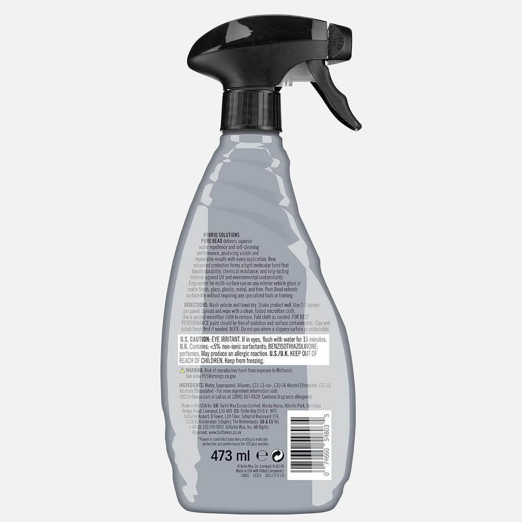 Turtle Wax Hybrid Solutions Pure Bead Advanced Car Coating Spray For Auto, Home & Marine Use, Clear Coat Paint Protection, Streak-Free, Safe for Glass, Metal, Plastics & More, 16 oz (Pack of 1)