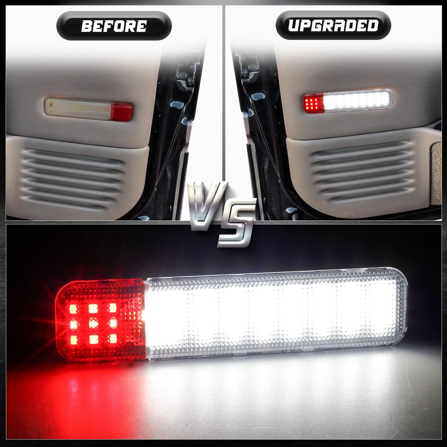 HERCOO Interior Door Light LED Door Panel Courtesy Lights Lamp Assembly Compatible with Chevy Silverado GMC Sierra 1500 2500 3500 HD Tahoe Suburban Yukon Cadillac Escalade Hummer H2, White Red