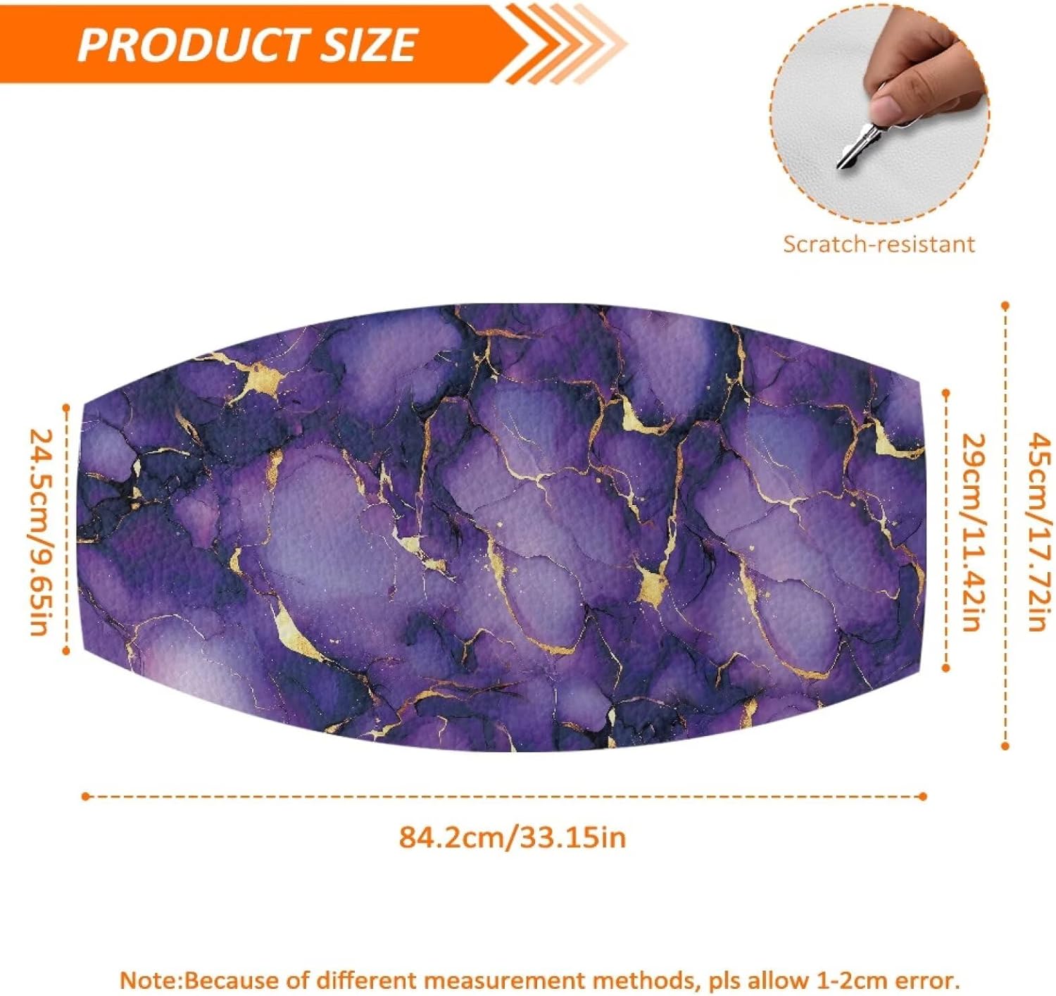 Dirt Bike Seat Cover 1 Piece Leather Motorcycle Seat Cover Anti-Scratch Easy to Clean for E Dirt Pit Bike Ebike Motocross Motorcycle Enduro, Purple Gold Marble