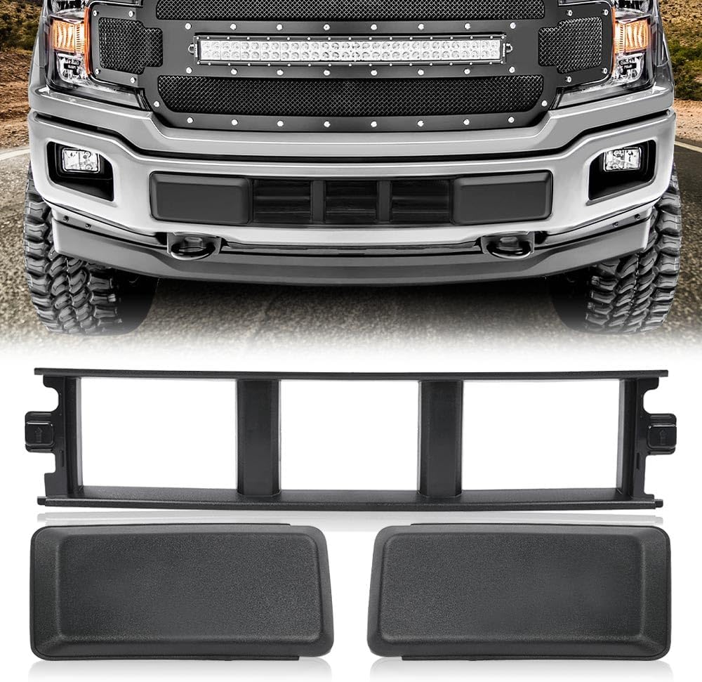 G-PLUS Front Bumper Lower Grille Panel Cover & Bumper Pads Fit F150 18-20 | JL3Z17B968BB Black ABS Plastic