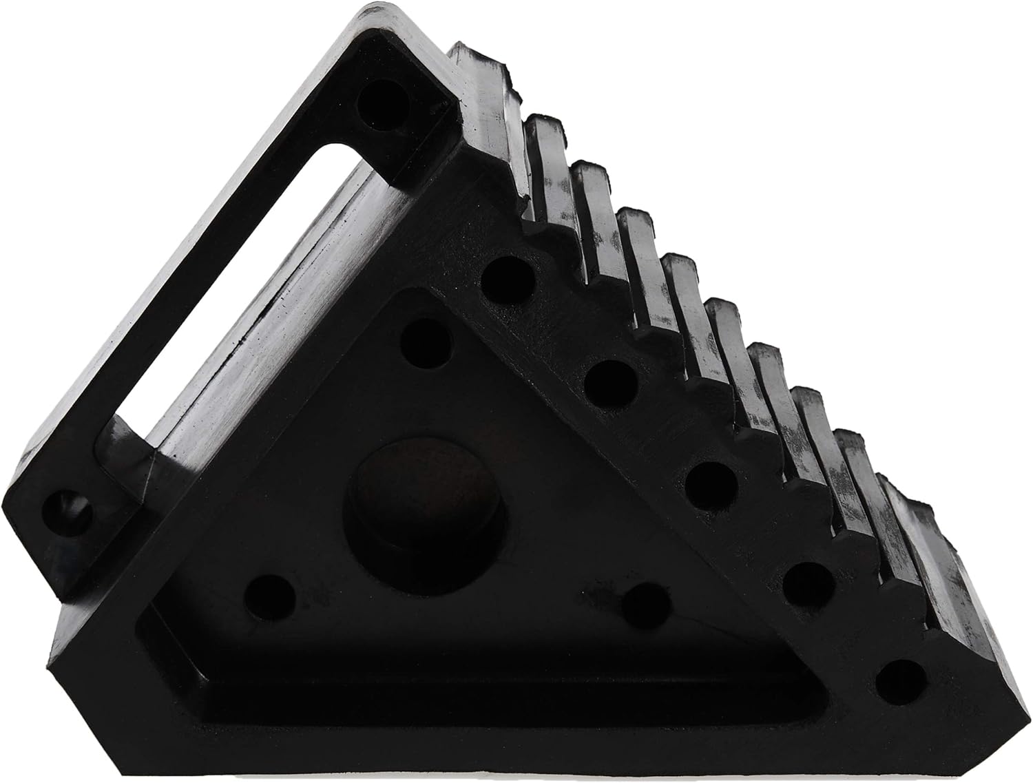Sunex 1310 10-Ton Medium Height Pin Type Jack Stands, Pair & MAXXHAUL 70472 Solid Rubber Heavy Duty Black Wheel Chock 2-Pack, 8" x 4" x 6"