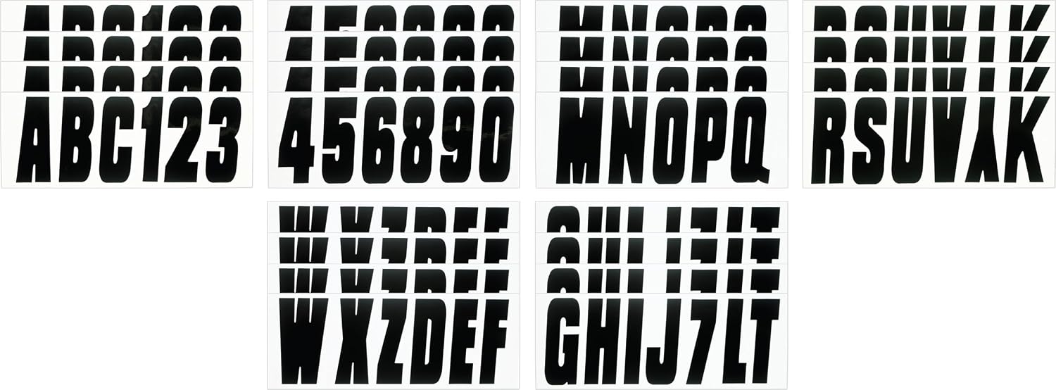 Hardline Products USA Series 350 Boat Lettering & Registration Decal Kit – Solid Black, 3-Inch –Fuel Resistant Marine Vinyl – Fits Boats, PWC, Pontoons – 146 Piece Set -BLK350EC