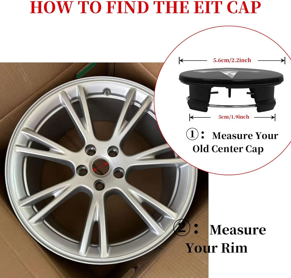 4 Pack Exterior Decoration Wheel Center Cover for Tesla Model 3 Model Y All Years,Only 56mm Hubcaps Wheel Rim Cover Center Caps Hubcaps+20 Black Lug Nut Covers (Matte Black+Silver Emblem)