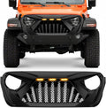 Nilight Front Bumper Grill Cover for 2018 2019 2020 2021 2022 2023 2024 2025 Wrangler JL and Gladiator JT with LED Amber Lights Matte Black