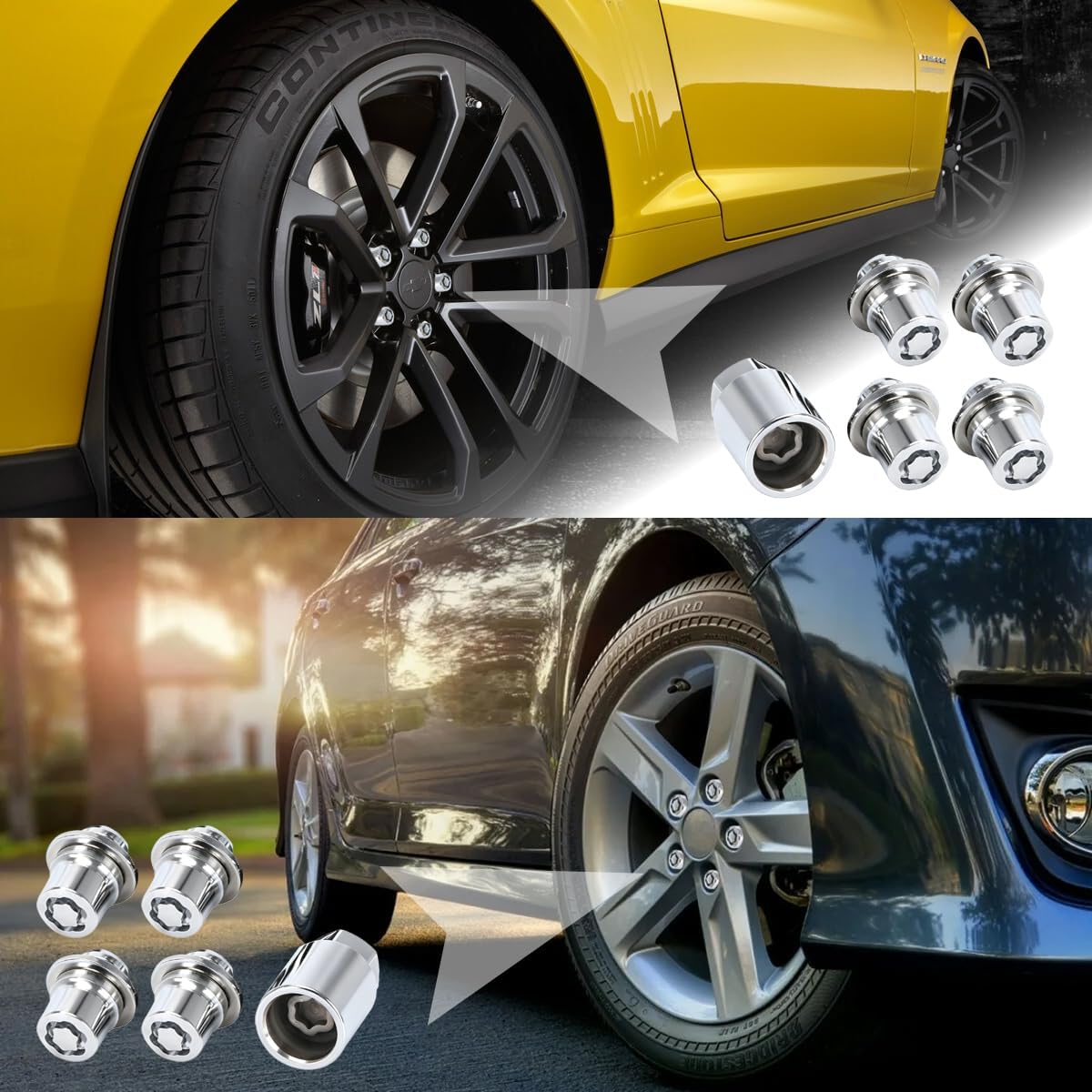 5PCS M12 x 1.5 Car Wheel Lock Lug Nut Set, 4PCS Vehicle Tire Lock and 1PC Key, 00276-00900 Anti-Theft Wheel Locking Lug Nut Set, Compatible with Matrix Avalon ES 300 CT200h