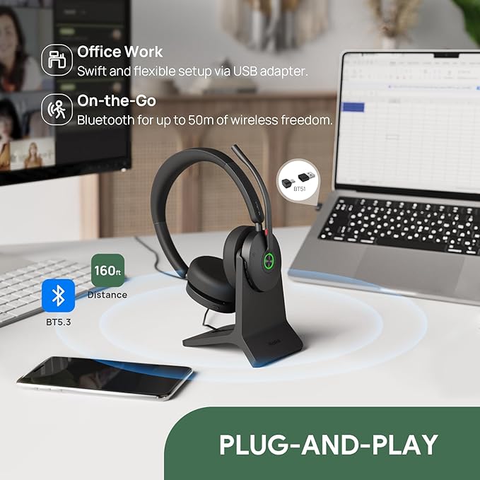 Yealink BH74 with Stand ANC Wireless Bluetooth Headset with Mic - Image 5