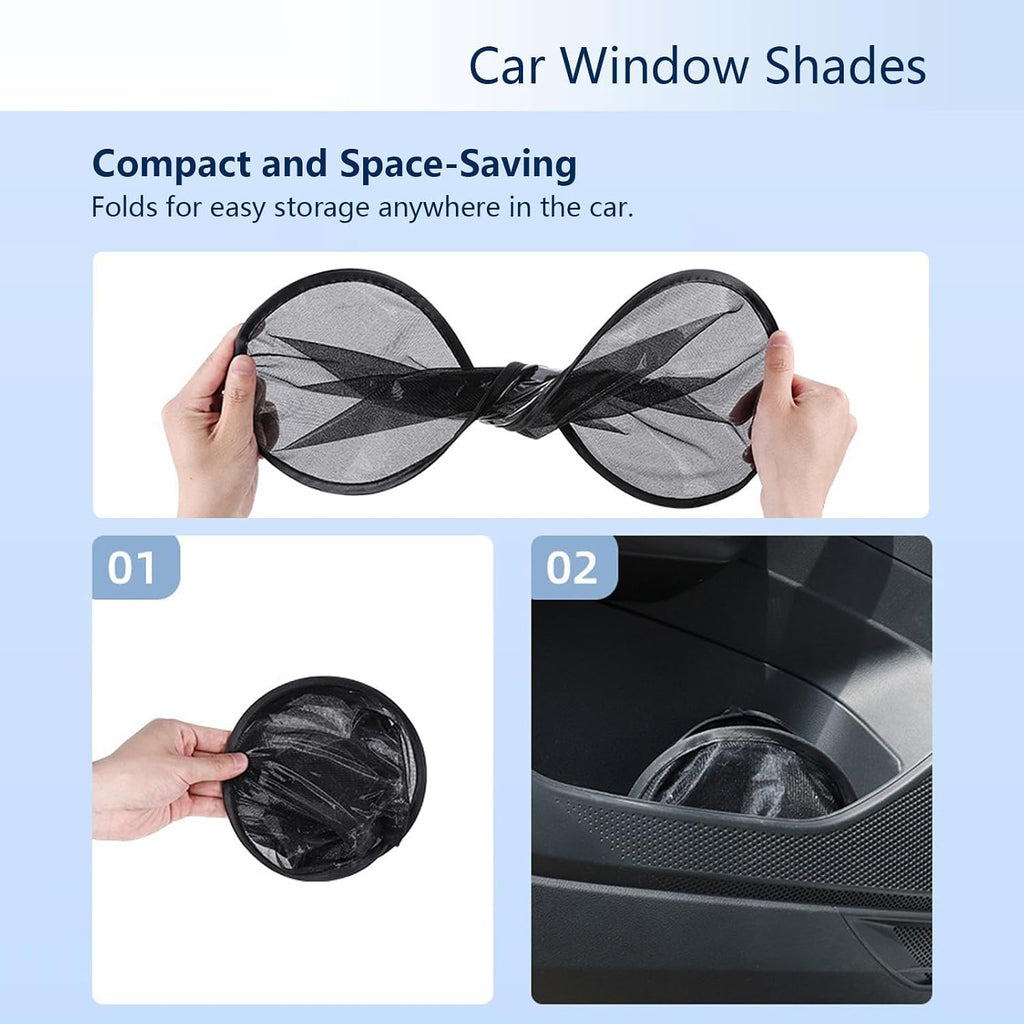 2 Pack Car Window Shades, Mesh Static Adsorption Side Window Sunshade, Anti-UV Glare Heat Protection, Foldable Universal Fit for Cars SUV Van，After