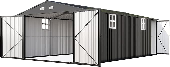 AMERLIFE 13.2x21x8 FT Outdoor Metal Garage Shed, Extra Large Storage Shed - Image 8
