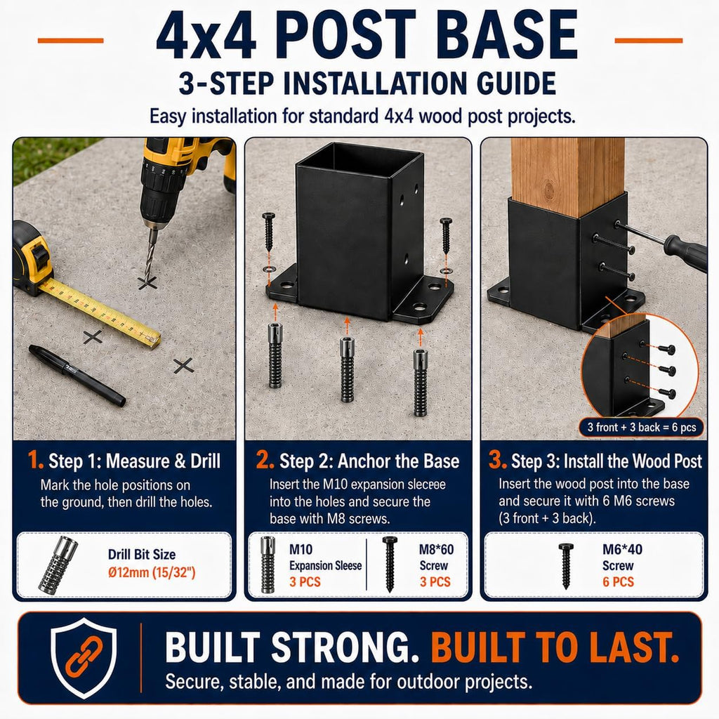 4x4 post base, 4x4 post bracket 4pcs, inner on a desk or shelf