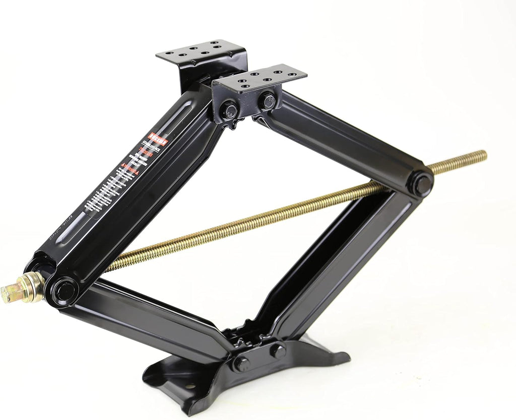 ROCKMAN 24" 7500lbs RV Camper Trailer Stabilizer Leveling Scissor Jacks with Wide Bow-Tie Base/Power-Drill Socket & Magnetic Level (Set 2)