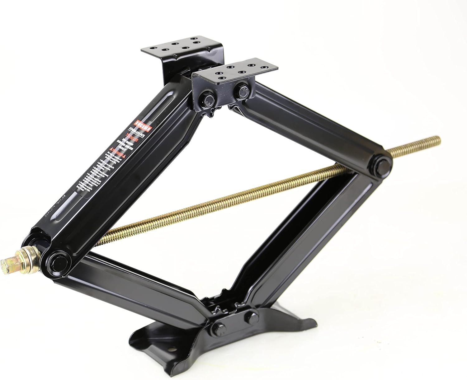 ROCKMAN 24" 7500lbs RV Camper Trailer Stabilizer Leveling Scissor Jacks with Wide Bow-Tie Base/Power-Drill Socket & Magnetic Level (Set 2)