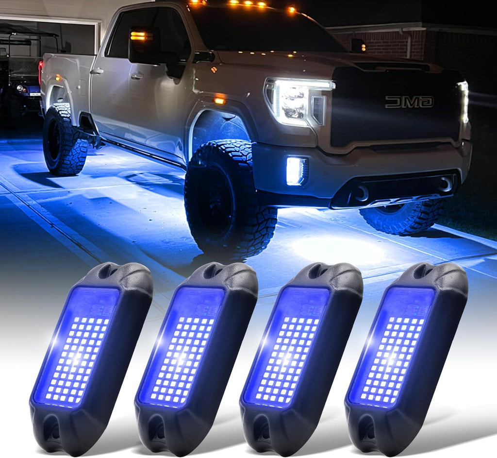 nicoko 4pods pure blue led rock lights 72w, main product view